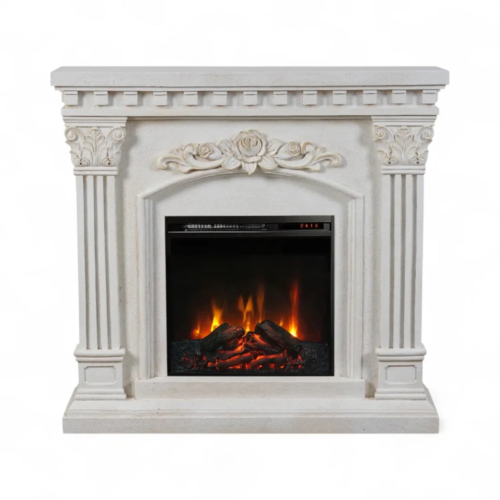 ScandiFlames Freyr electric fireplace with Eldur 18" insert, stone-look Polystone MGO frame