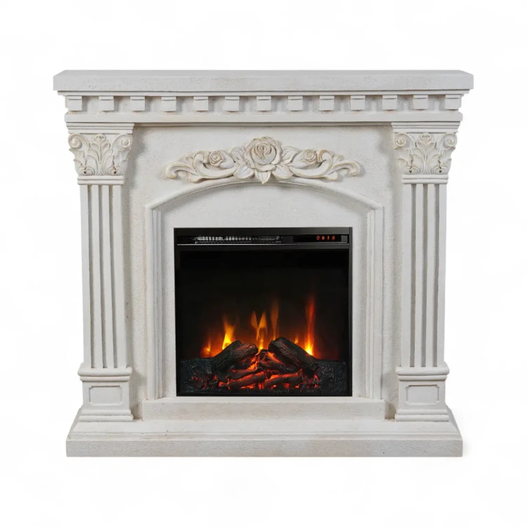 ScandiFlames Freyr electric fireplace with Eldur 18" insert, stone-look Polystone MGO frame