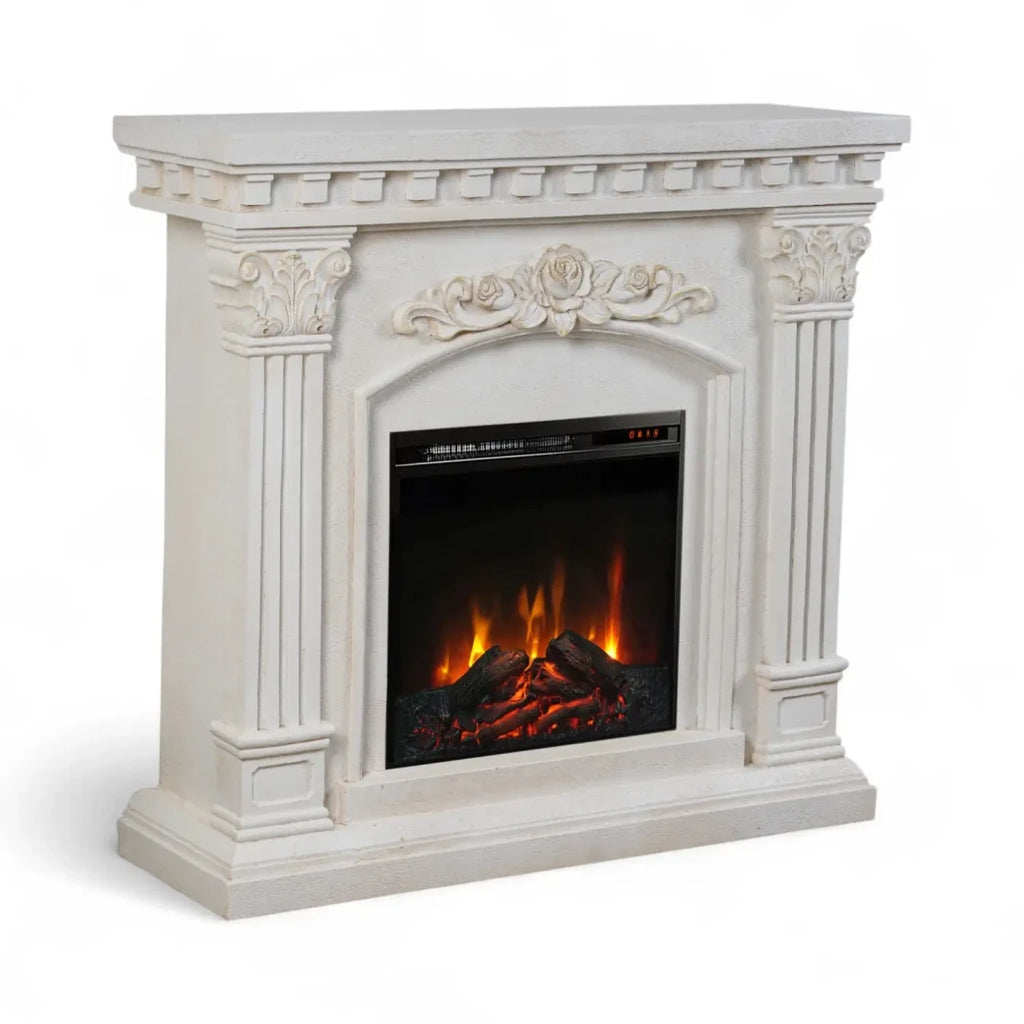 ScandiFlames Freyr electric fireplace with Eldur 18" insert, stone-look Polystone MGO frame