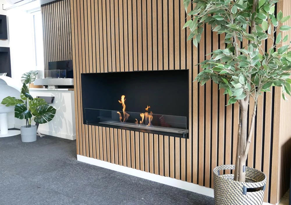 Foco One 1200 - Built-in bioethanol fireplace insert with a sleek black frame
