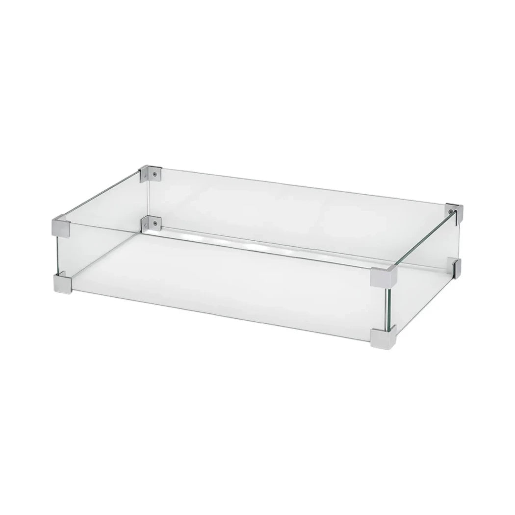Safety glass for rectangular gas burner