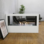 White freestanding bioethanol fireplace 120cm