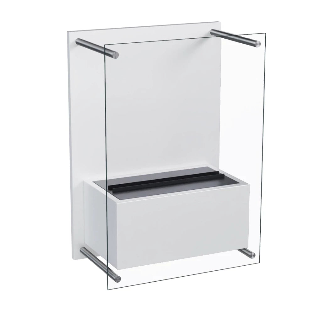 Yosemite White Water Vapour Fireplace - Wall-Mounted Opti-myst Fireplace with Large Glass Front