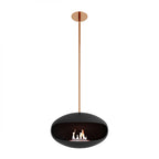 Aeris bioethanol fireplace in black with copper rod