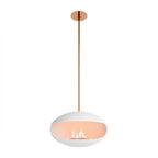 Aeris bioethanol fireplace in white with copper rod