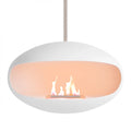 Aeris bioethanol fireplace in white with steel rod