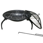 Fire pit with grate and mesh