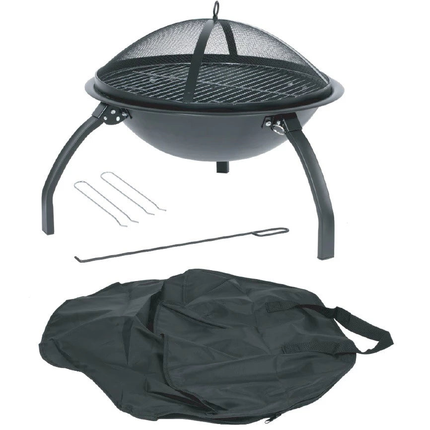 Fire pit with grate and mesh