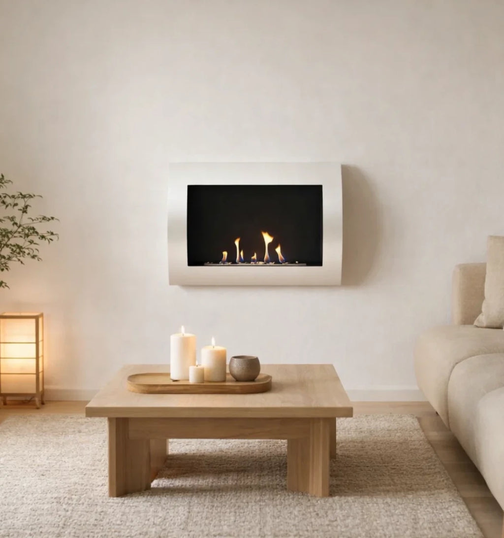 Ocean - Low-cost wall fireplace in white with a length of 60 cm
