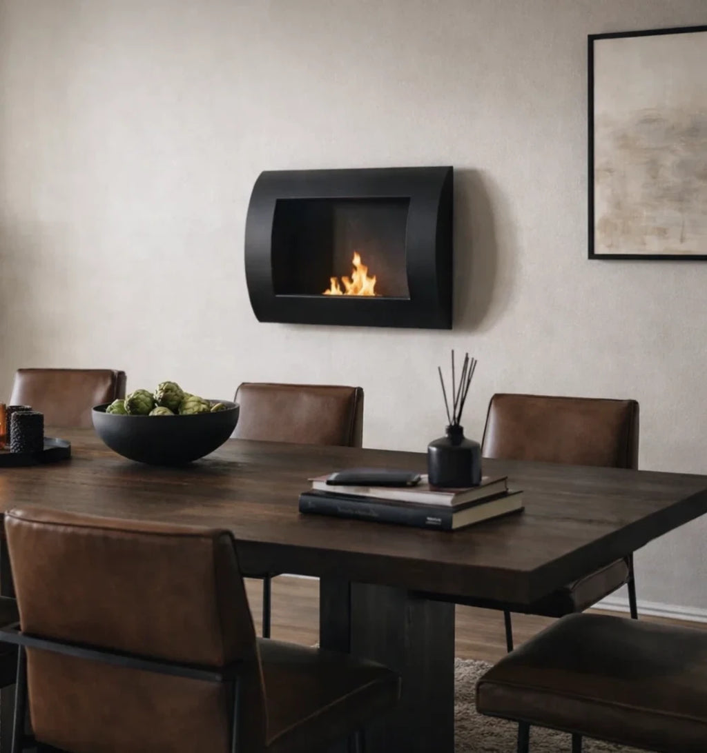 Ocean - Low-cost wall fireplace in black with a length of 60 cm