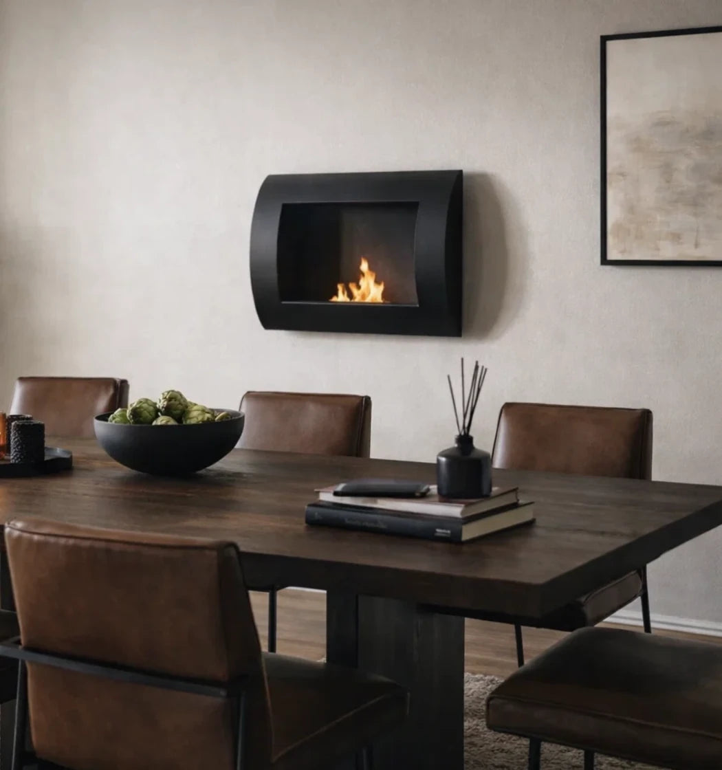 Ocean - Low-cost wall fireplace in black with a length of 60 cm