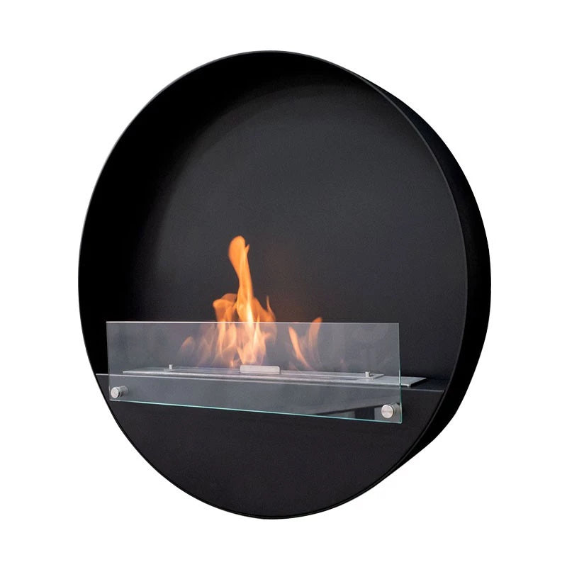 Round wall mounted bio fireplace