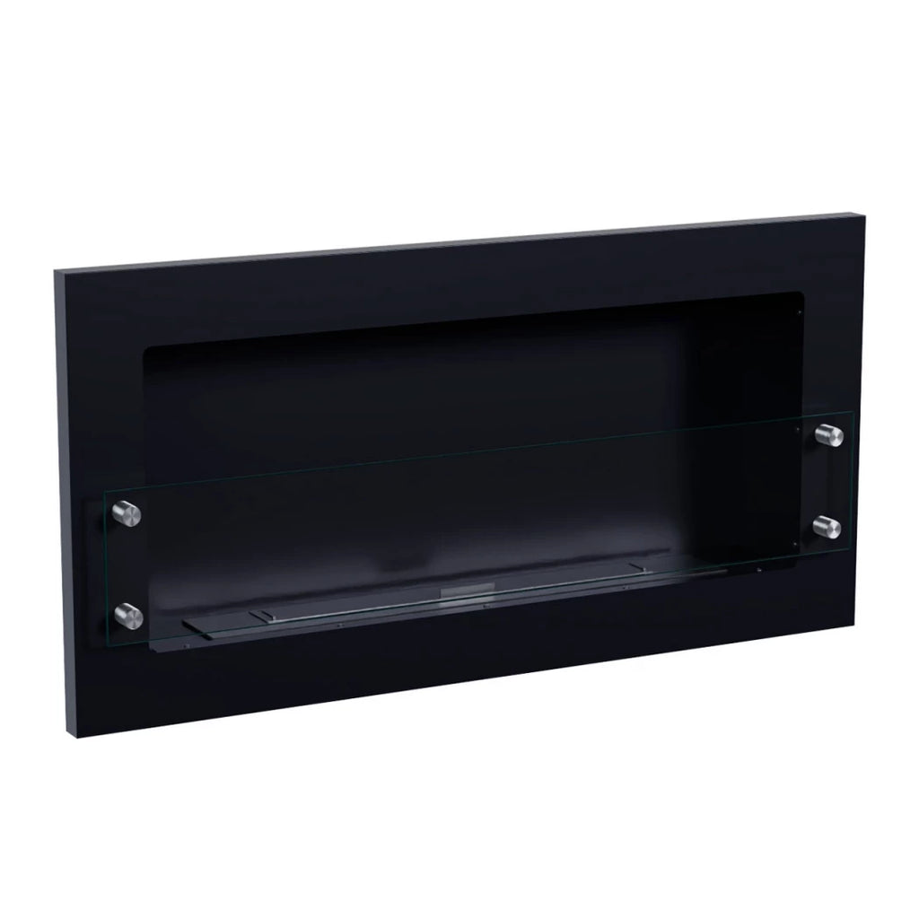 Texas biofire - Black wall mounted bioethanol fireplace with safety glass