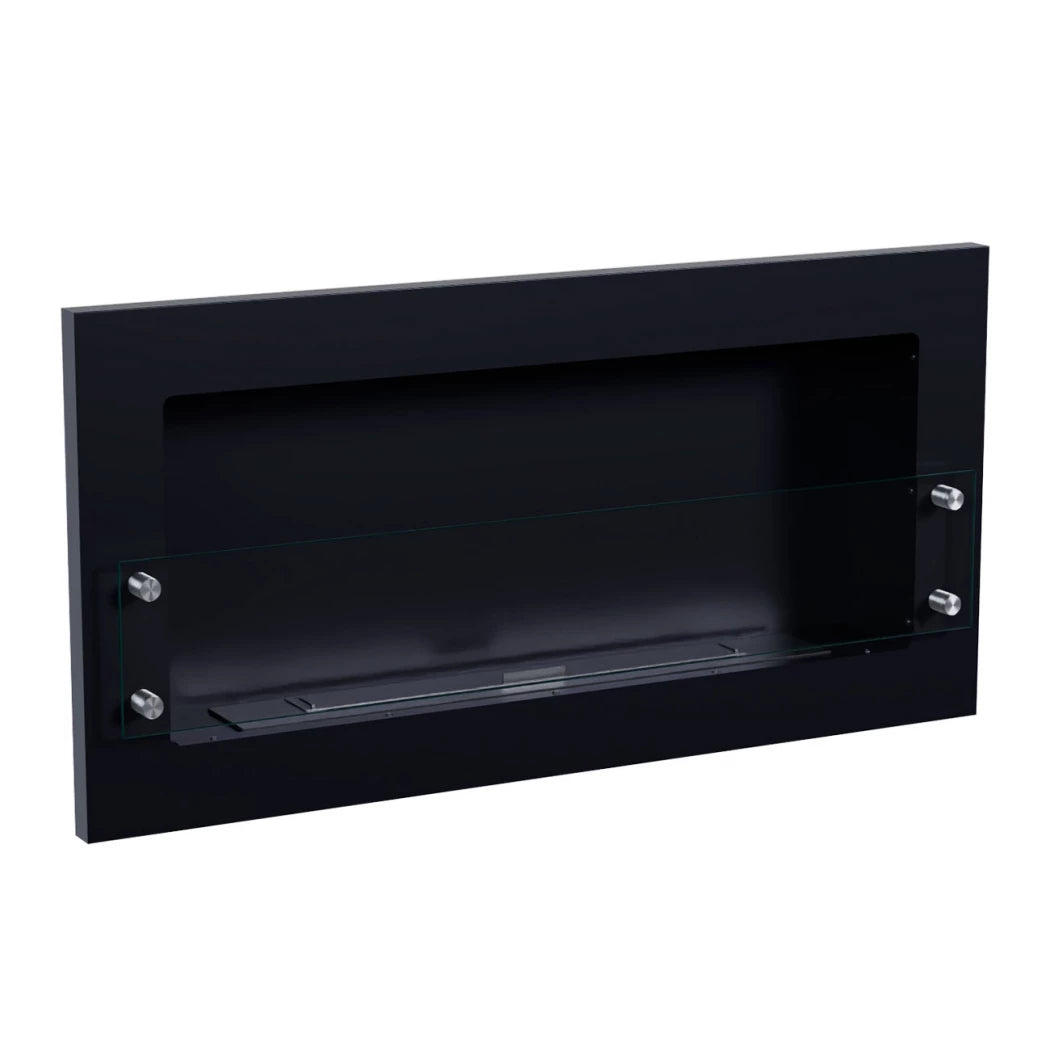 Texas biofire - Black wall mounted bioethanol fireplace with safety glass