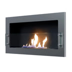 Texas bioethanol fireplace - Steel wall mounted fireplace with safety glass