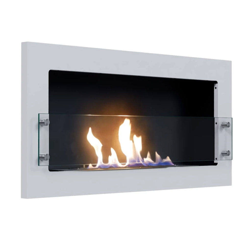 Texas bioethanol fireplace - white wall mounted bioethanol fireplace with safety glass