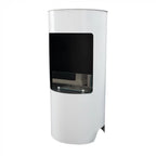 Montgomery White open free-standing bioethanol fireplace in wood stove design