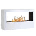 White freestanding bioethanol fireplace 120cm