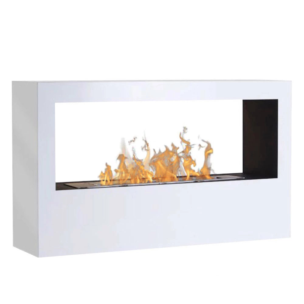 White freestanding bioethanol fireplace 120cm