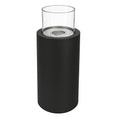 ScandiFlames Dualis bioethanol fireplace with a black fireplace body and a cylindrical safety glass