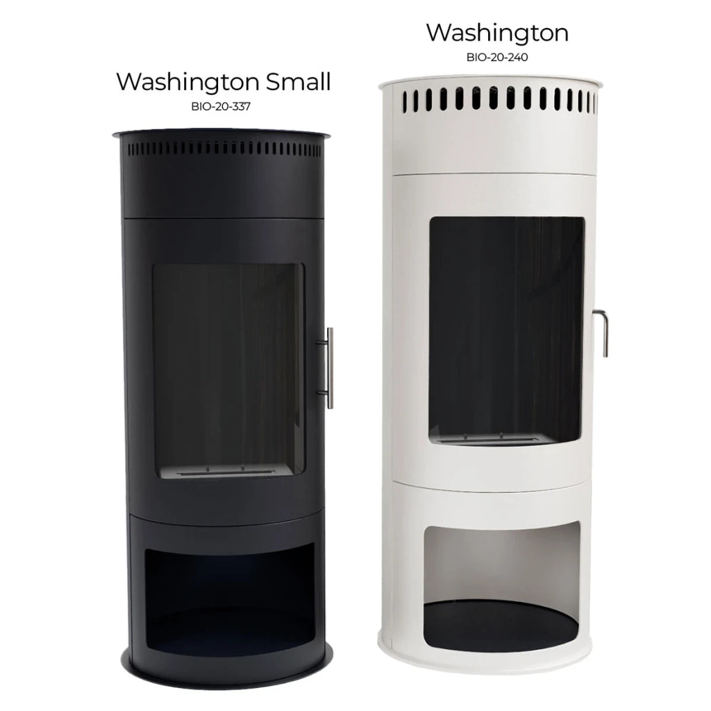 Washington Small round black bioethanol stove with classic wood burner design