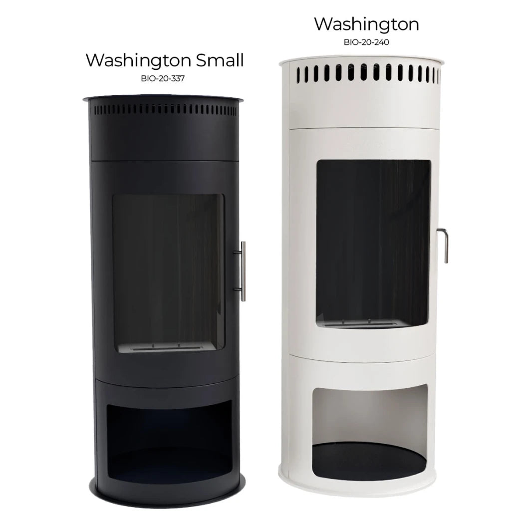 Washington Small round black bioethanol stove with classic wood burner design