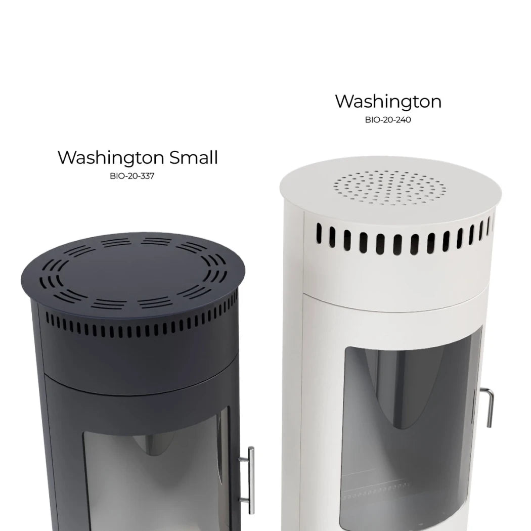 Washington Small round black bioethanol stove with classic wood burner design
