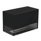 Foco Corner Left 800 - Modern left-sided corner bioethanol fireplace with sleek black design and tempered glass.