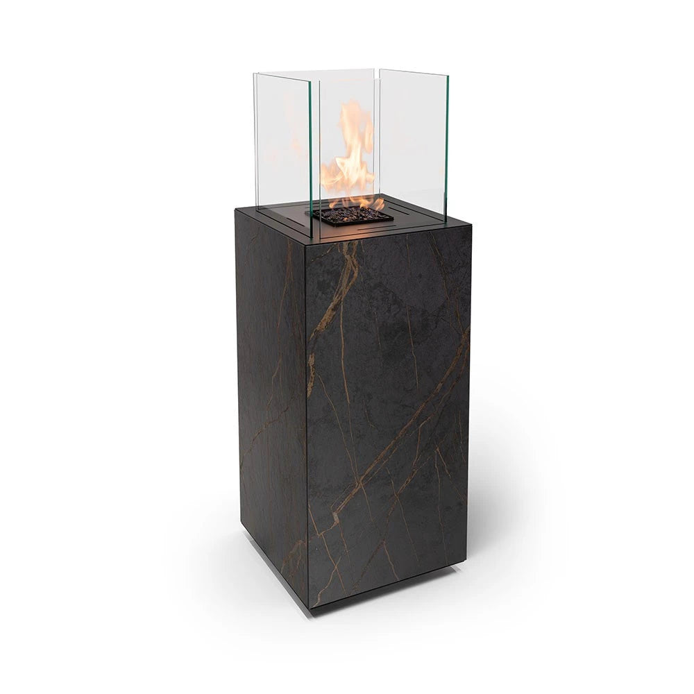 Planika Porto Daze and Laurent bioethanol fireplace with Dekton marble finish