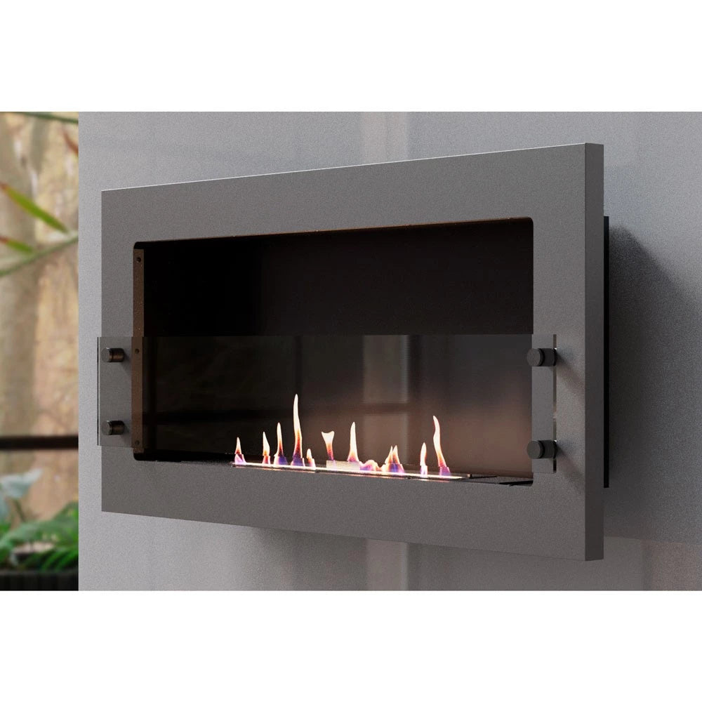 Texas bioethanol fireplace - Steel wall mounted fireplace with safety glass