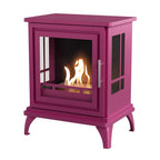 ScandiFlames Nashville – Freestanding bioethanol fireplace in wood burning stove design with pink finish