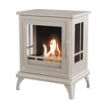 ScandiFlames Nashville – Freestanding bioethanol fireplace in wood burning stove design with oyster white finish