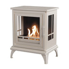 ScandiFlames Nashville – Freestanding bioethanol fireplace in wood burning stove design with oyster white finish