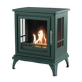 ScandiFlames Nashville – Freestanding bioethanol fireplace in wood burning stove design with black green finish