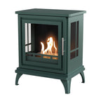 ScandiFlames Nashville – Freestanding bioethanol fireplace in wood burning stove design with black green finish