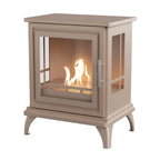 ScandiFlames Nashville – Freestanding bioethanol fireplace in wood burning stove design with grey beige finish