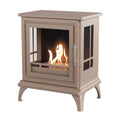 ScandiFlames Nashville – Freestanding bioethanol fireplace in wood burning stove design with grey beige finish