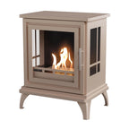 ScandiFlames Nashville – Freestanding bioethanol fireplace in wood burning stove design with grey beige finish