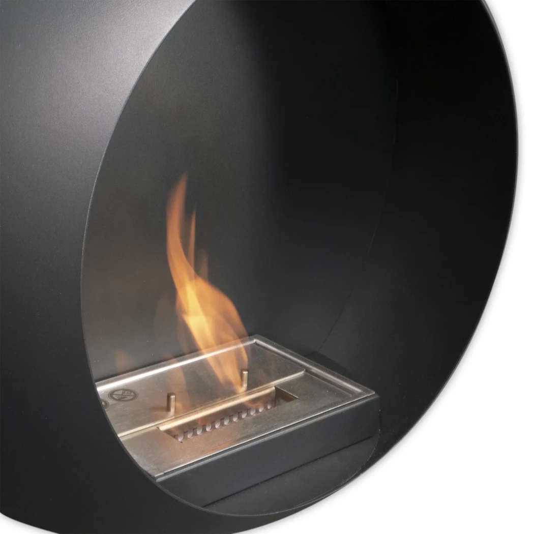 ScandiFlames Wall-mounted bioethanol fireplace with curved edges and a diameter of 60 cm