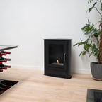 Carson - Small black bioethanol fireplace in wood stove style
