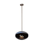 Ceiing-mounted bioethanol fireplace Cocoon Aeris Black with steel mounting rod