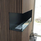 Foco Corner Left 800 - Modern left-sided corner bioethanol fireplace with sleek black design and tempered glass.
