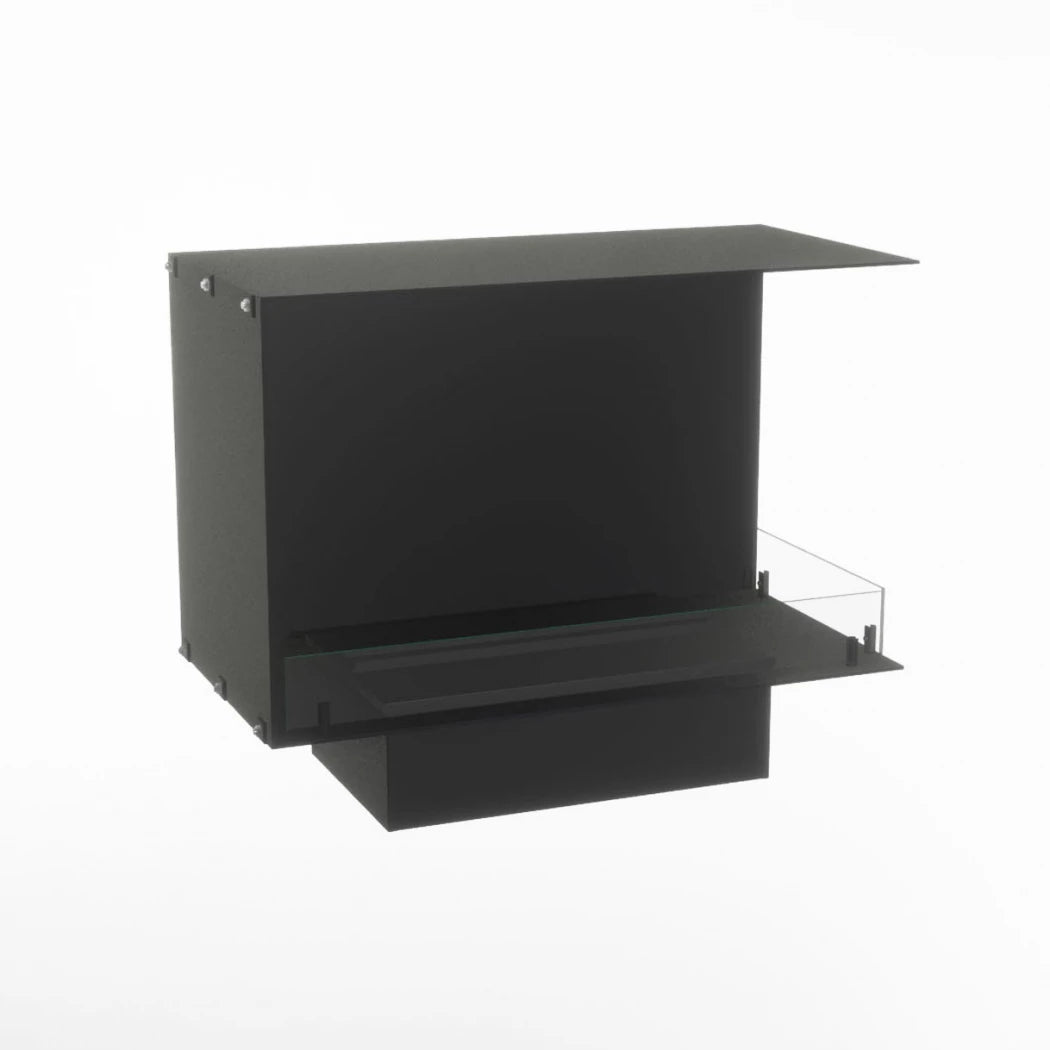 Foco Corner Right 800 hybrid fireplace for built-in installation