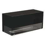 Foco Corner Left 1000 - Modern corner bioethanol fireplace with a sleek black frame and vibrant flames.