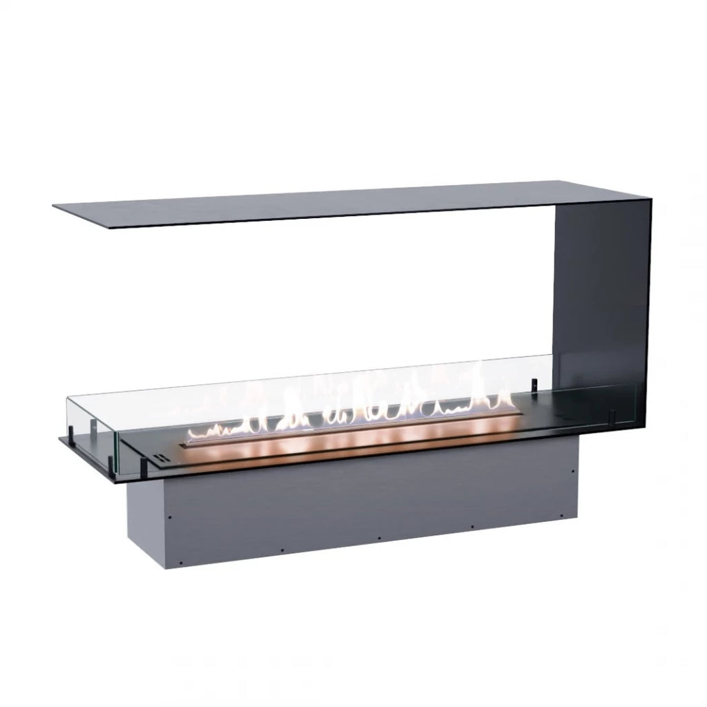 Foco Room Divider 1200 bioethanol fireplace with a three-sided flame view.