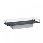 Foco Free 1000 – a sleek, 4-sided bioethanol fireplace with tempered glass panels and customisable burner options.