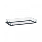 Foco Four 800 built-in bioethanol fireplace with black steel frame, tempered glass panels, and a vibrant flame display