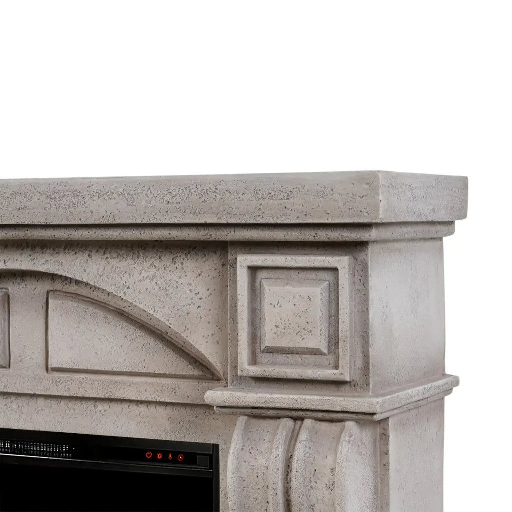 ScandiFlames Logi freestanding electric fireplace with grey/white polystone frame and Eldur 23" insert
