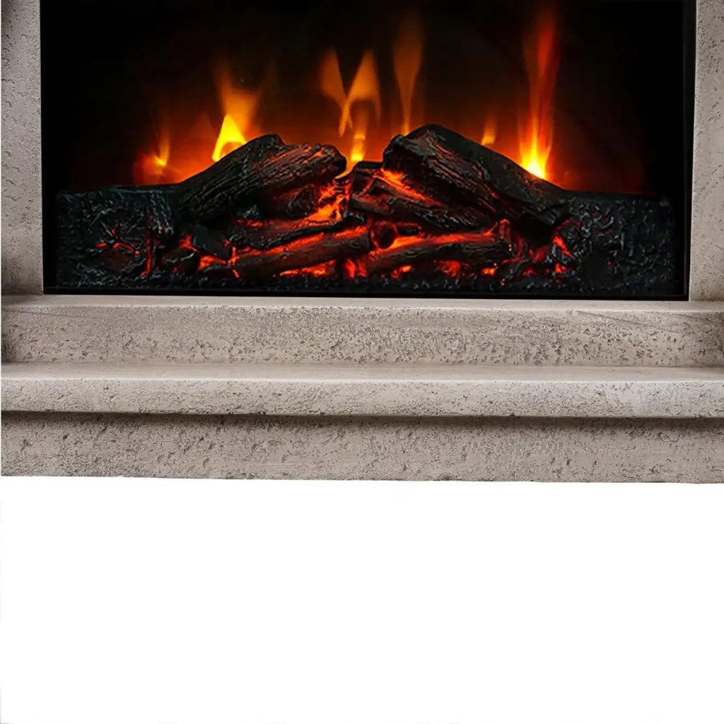 ScandiFlames Logi freestanding electric fireplace with grey/white polystone frame and Eldur 23" insert