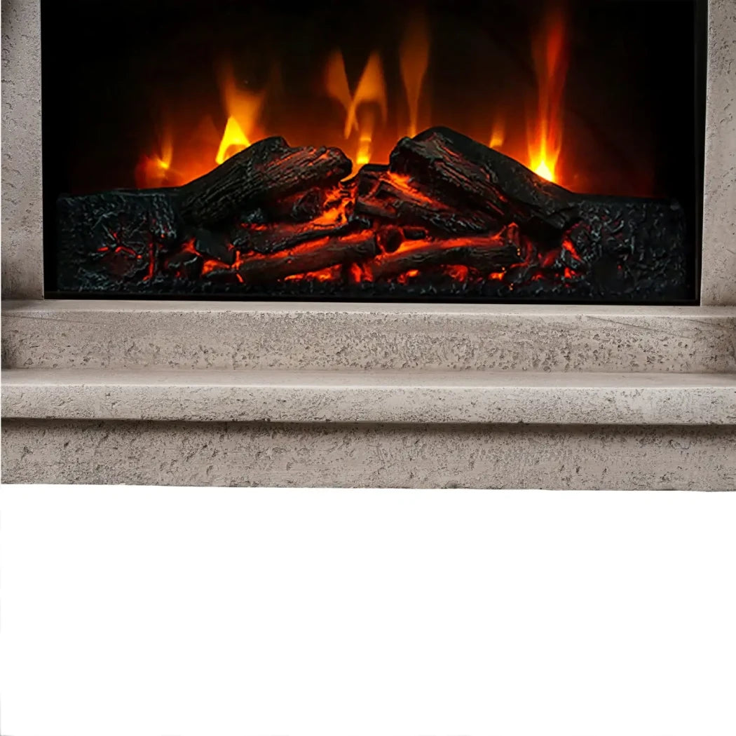ScandiFlames Logi freestanding electric fireplace with grey/white polystone frame and Eldur 23" insert